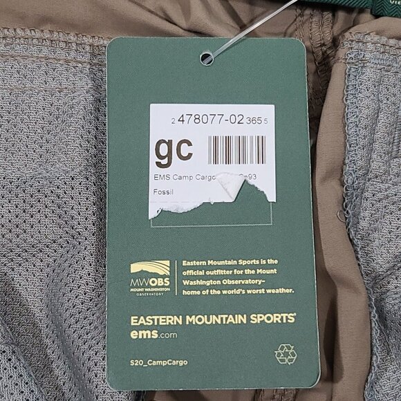 EMS Camp Cargo 10" Bermuda Shorts Fossil Men's Size 36 NWT Small Spot On Back - Picture 4 of 9